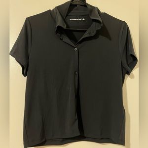 Abercrombie black collard short sleeve size large